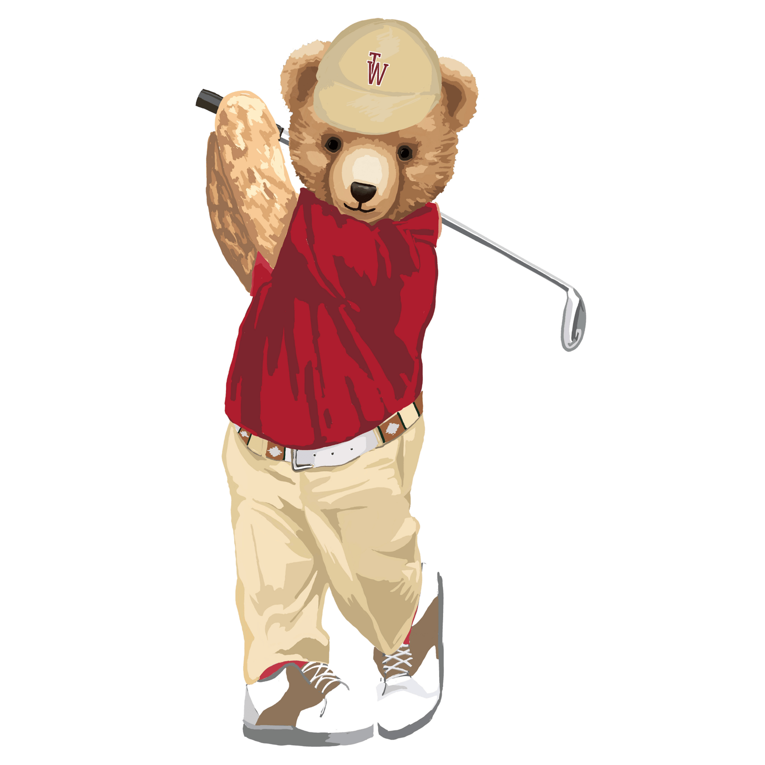 The Golfer - Teddywear & Co- A Teddy Bear swinging a golf club